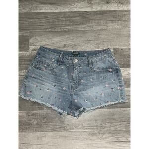Wild Fable Raw Hem Ditsy Floral High Waisted Cut Off Denim Shorts Light Wash 8